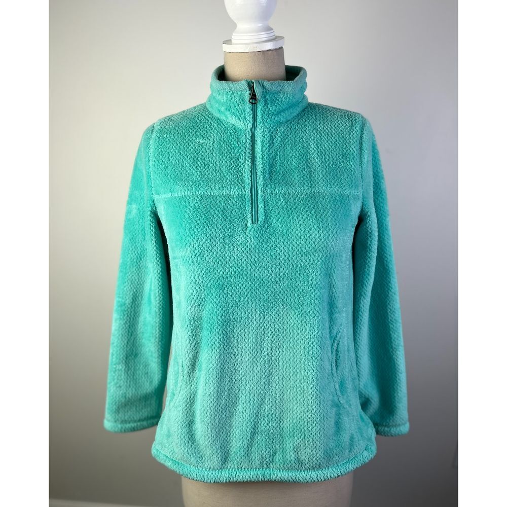Talbots Mint Green Plush Fleece‎ Quarter Zip Pullover Sweater Size S/P